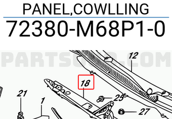 Suzuki 72380M68P10 PANEL,COWLLING