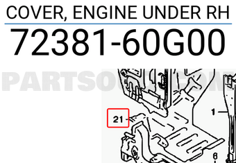 Suzuki 7238160G00 COVER, ENGINE UNDER RH