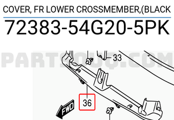 Suzuki 7238354G205PK COVER, FR LOWER CROSSMEMBER,(BLACK