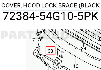 Suzuki 7238454G105PK COVER, HOOD LOCK BRACE (BLACK