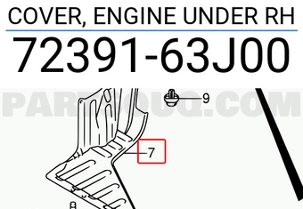 Suzuki 7239163J00 COVER, ENGINE UNDER RH