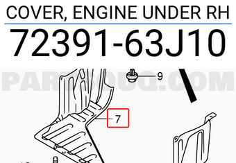 Suzuki 7239163J10 COVER, ENGINE UNDER RH