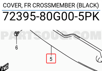 Suzuki 7239580G005PK COVER, FR CROSSMEMBER (BLACK)