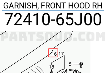 Suzuki 7241065J00 GARNISH, FRONT HOOD RH