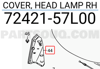 Suzuki 7242157L00 COVER, HEAD LAMP RH