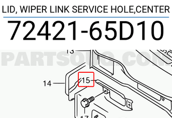 Suzuki 7242165D10 LID, WIPER LINK SERVICE HOLE,CENTER