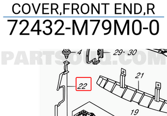 Suzuki 72432M79M00 COVER,FRONT END,R
