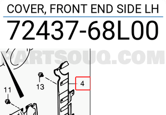 Suzuki 7243768L00 COVER, FRONT END SIDE LH