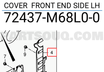 Suzuki 72437M68L00 COVER FRONT END SIDE LH