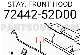 Suzuki 7244252D00 STAY, FRONT HOOD