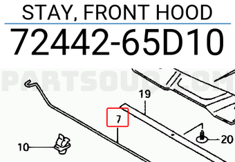 Suzuki 7244265D10 STAY, FRONT HOOD