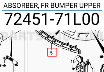 Suzuki 7245171L00 ABSORBER, FR BUMPER UPPER