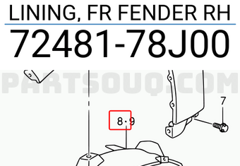 Suzuki 7248178J00 LINING, FR FENDER RH