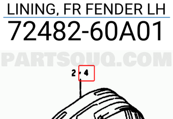 Suzuki 7248260A01 LINING, FR FENDER LH