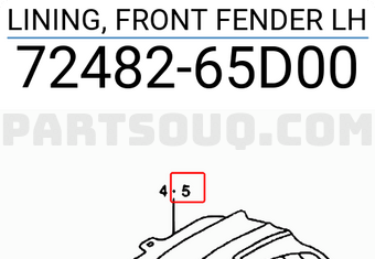Suzuki 7248265D00 LINING, FRONT FENDER LH
