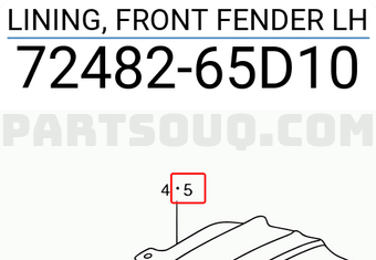 Suzuki 7248265D10 LINING, FRONT FENDER LH
