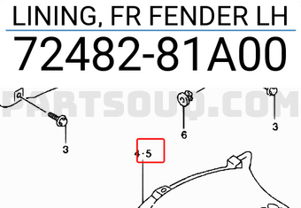 Suzuki 7248281A00 LINING, FR FENDER LH