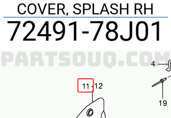 Suzuki 7249178J01 COVER, SPLASH RH