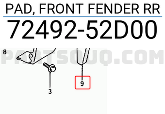 Suzuki 7249252D00 PAD, FRONT FENDER RR