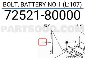 Suzuki 7252180000 BOLT, BATTERY NO.1 (L:107)