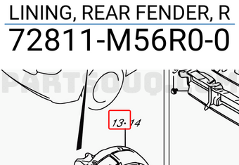 Suzuki 72811M56R00 LINING, REAR FENDER, R