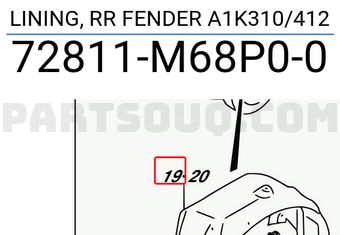 Suzuki 72811M68P00 LINING, RR FENDER A1K310/412