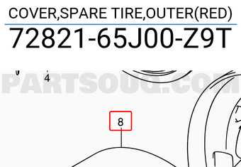 Suzuki 7282165J00Z9T COVER,SPARE TIRE,OUTER(RED)