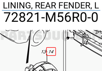 Suzuki 72821M56R00 LINING, REAR FENDER, L
