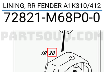 Suzuki 72821M68P00 LINING, RR FENDER A1K310/412