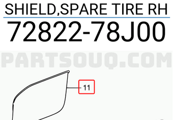 Suzuki 7282278J00 SHIELD,SPARE TIRE RH