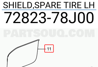 Suzuki 7282378J00 SHIELD,SPARE TIRE LH