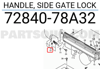 Suzuki 7284078A32 HANDLE, SIDE GATE LOCK