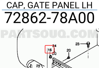 Suzuki 7286278A00 CAP, GATE PANEL LH