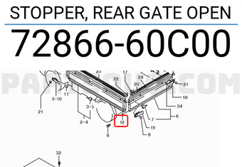 Suzuki 7286660C00 STOPPER, REAR GATE OPEN