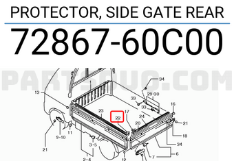 Suzuki 7286760C00 PROTECTOR, SIDE GATE REAR
