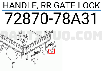 Suzuki 7287078A31 HANDLE, RR GATE LOCK