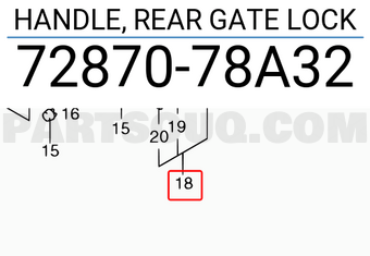 Suzuki 7287078A32 HANDLE, REAR GATE LOCK