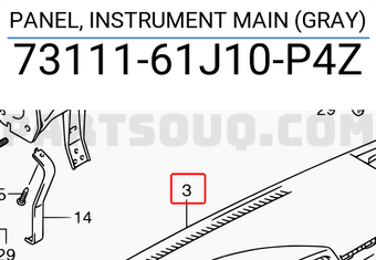 Suzuki 7311161J10P4Z PANEL, INSTRUMENT MAIN (GRAY)