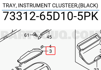 Suzuki 7331265D105PK TRAY, INSTRUMENT CLUSTEER,(BLACK)