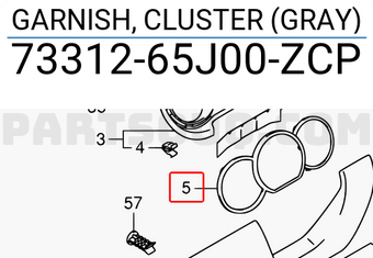 Suzuki 7331265J00ZCP GARNISH, CLUSTER (GRAY)