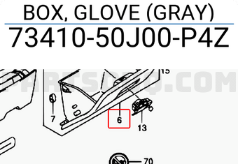 Suzuki 7341050J00P4Z BOX, GLOVE (GRAY)