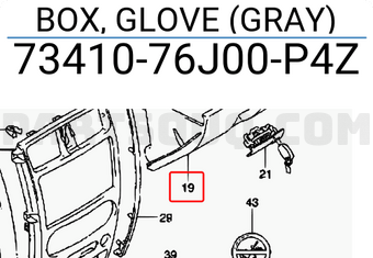 Suzuki 7341076J00P4Z BOX, GLOVE (GRAY)
