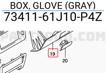 Suzuki 7341161J10P4Z BOX, GLOVE (GRAY)