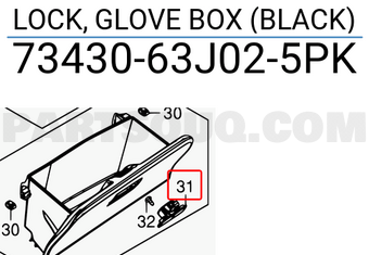 Suzuki 7343063J025PK LOCK, GLOVE BOX (BLACK)