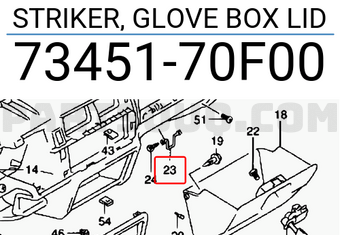 Suzuki 7345170F00 STRIKER, GLOVE BOX LID