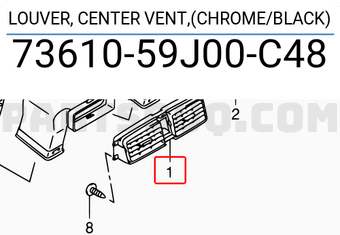 Suzuki 7361059J00C48 LOUVER, CENTER VENT,(CHROME/BLACK)