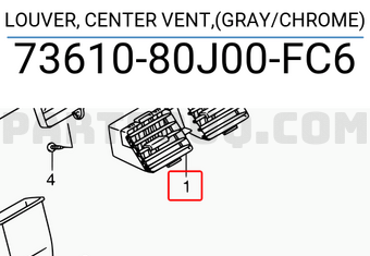 Suzuki 7361080J00FC6 LOUVER, CENTER VENT,(GRAY/CHROME)