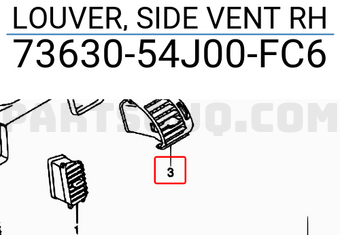 Suzuki 7363054J00FC6 LOUVER, SIDE VENT RH