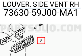 Suzuki 7363059J00MA1 LOUVER, SIDE VENT RH