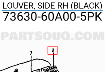 Suzuki 7363060A005PK LOUVER, SIDE RH (BLACK)